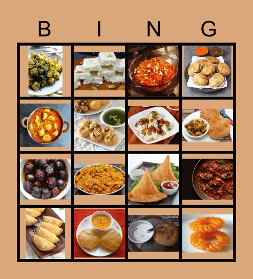 Food Bingo Card