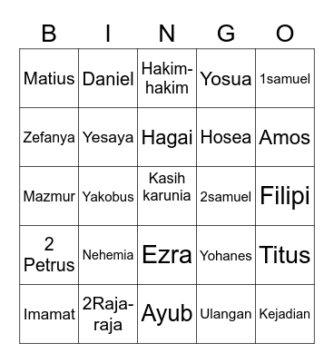 Kasih family Bingo Card