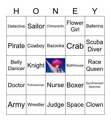 Cutey Honey Flash Transformation Bingo Card