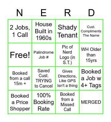 Office Nerd Bingo Card