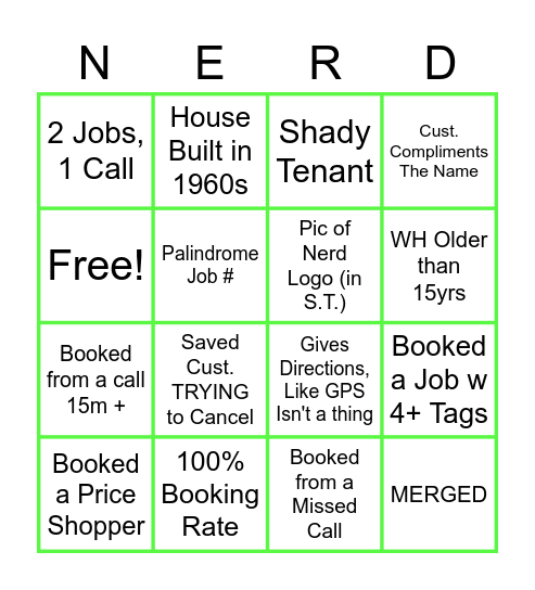 Office Nerd Bingo Card