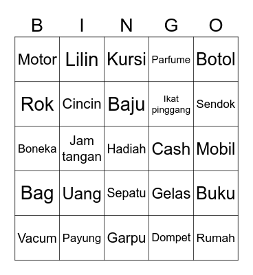 Kasih family Bingo Card