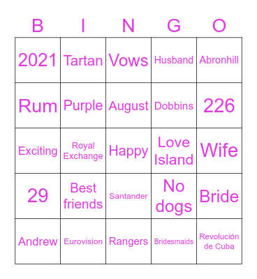 Ann's Hen BINGO Card