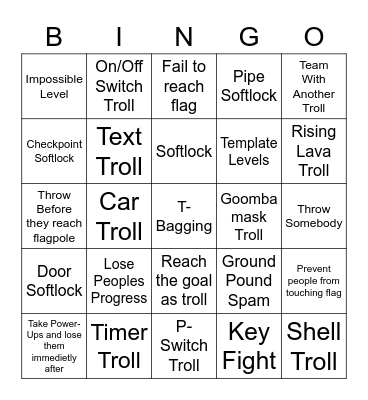 Troll Bingo Card