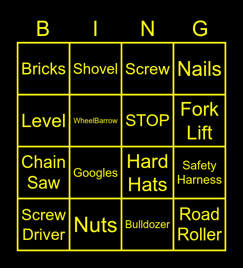 Construction Bingo Card