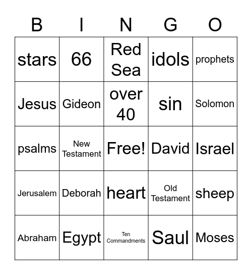 Old Testament Survey Bingo Card