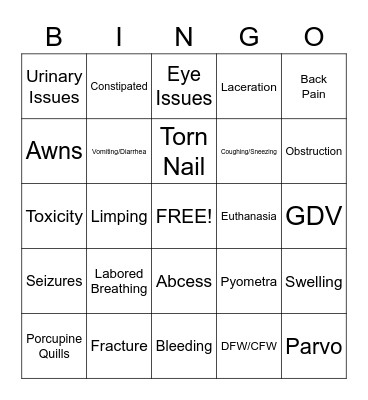 On Call Bingo Card