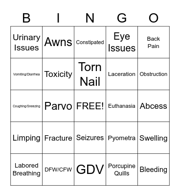 On Call Bingo Card