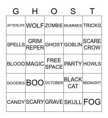 HAPPY HALLOWEEN Bingo Card