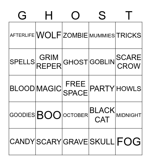 HAPPY HALLOWEEN Bingo Card