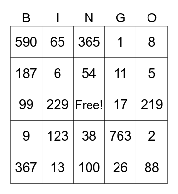 Place Value! Bingo Card