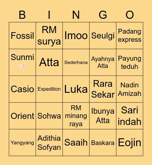 Luka Bingo Card