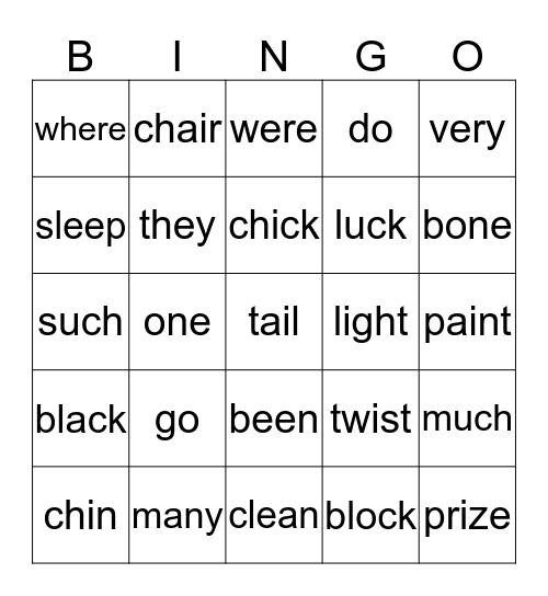 PHONICS FUN Bingo Card