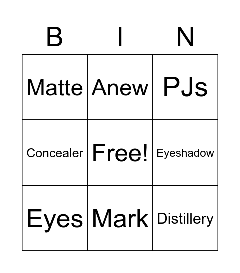Avon Bingo Card