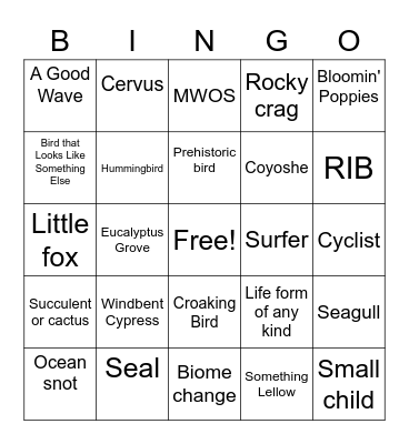 Birthday Beach Bingo Card