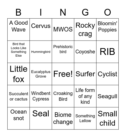 Birthday Beach Bingo Card