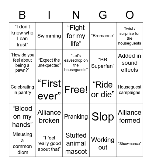 BB16 Bingo Card