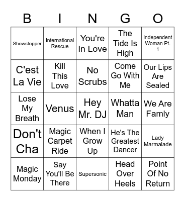 Girl Groups Bingo Card