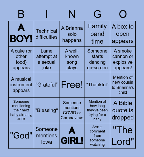 Baby Morrison BINGO! Bingo Card