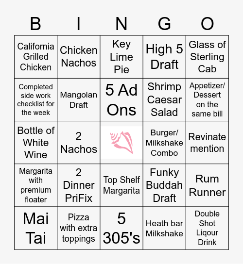 PSR F&B Bingo Card