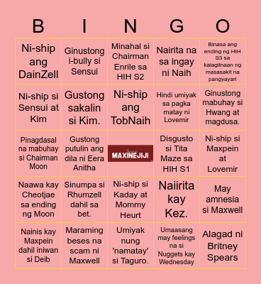 Jijies Bingo Card