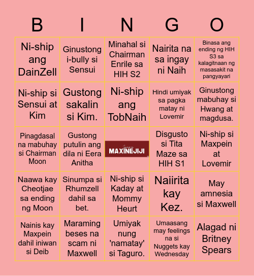 Jijies Bingo Card