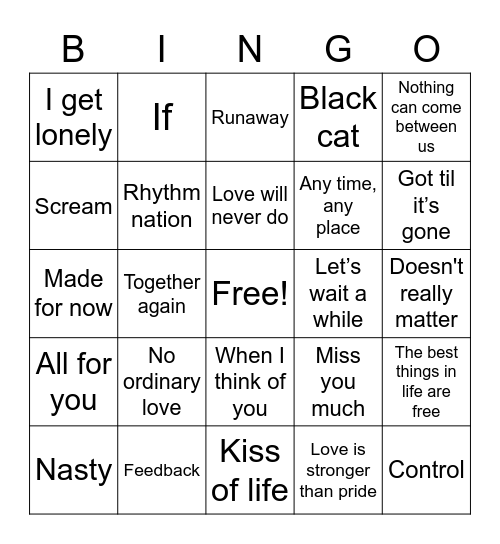 Pre Holiday Vibes - Janet & Sade Bingo Card