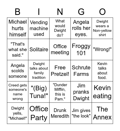 the office Bingo Card