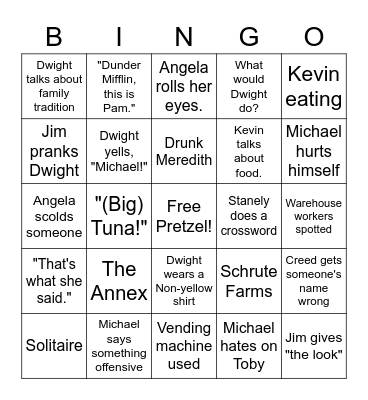 the office Bingo Card