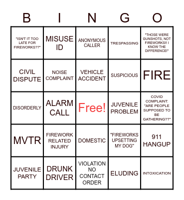 4TH OF JULY DISPATCH BINGO Card