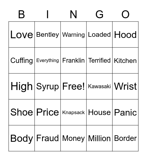 Song Bingo Card