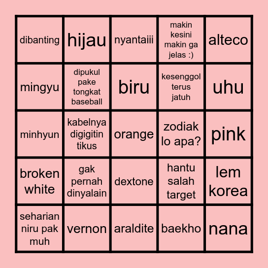 boardnya nini Bingo Card