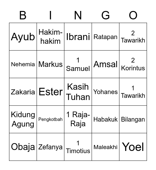 Jangan Takut Event 2020 Bingo Card