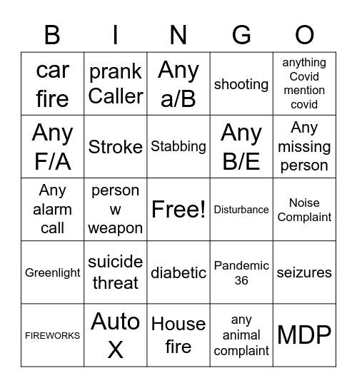 4th of July Bingo 911 Bingo Card