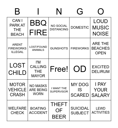 4TH OF JULY BINGO Card