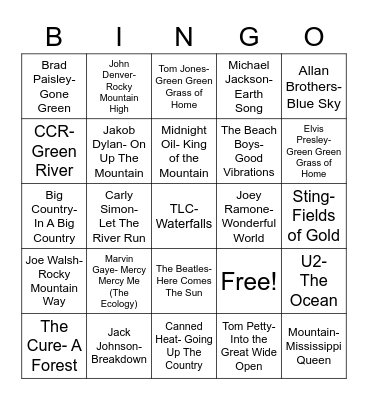 Total-Quiz.com Presents Radio Bingo: At One With Nature Bingo Card