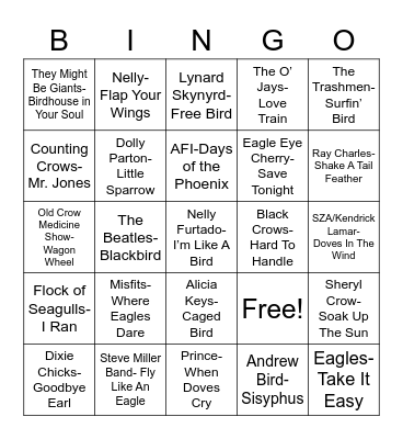 Total-Quiz.com Presents Radio Bingo: For The Birds Bingo Card