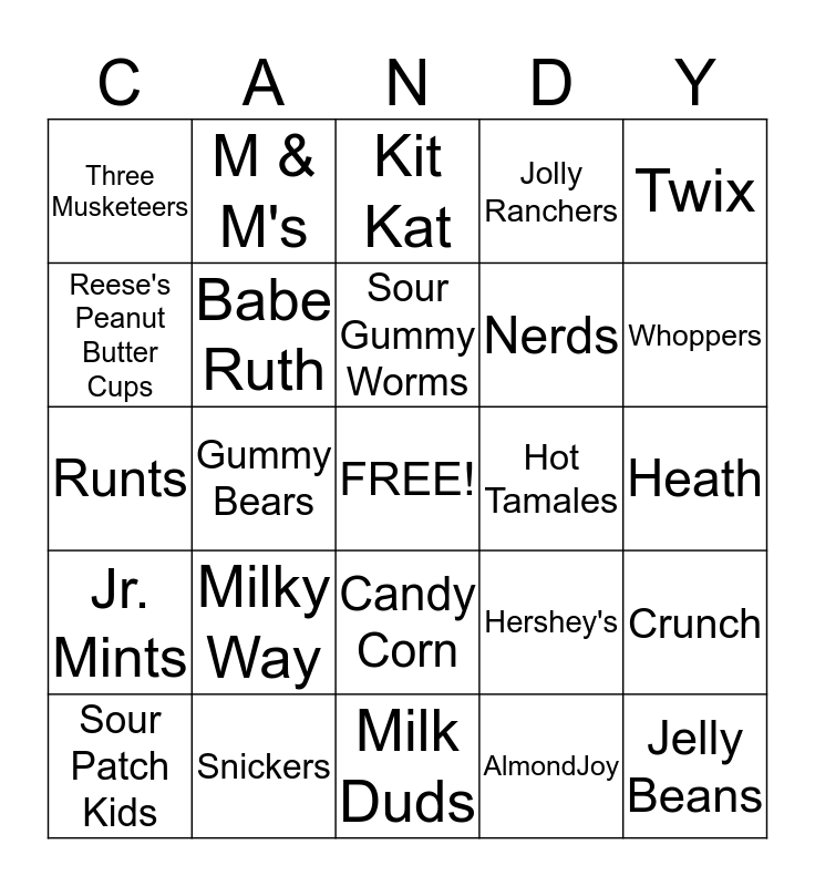 Candy Bingo Card