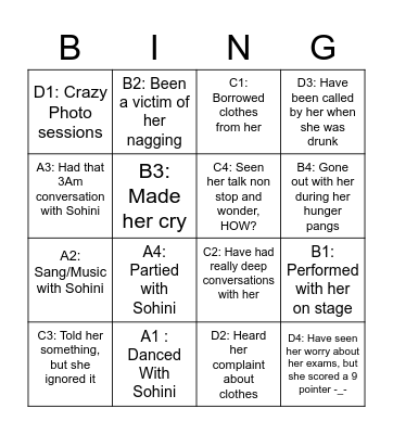 Chakraborty's Bingo Card