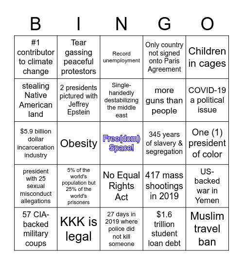 4th of July Bingo Card