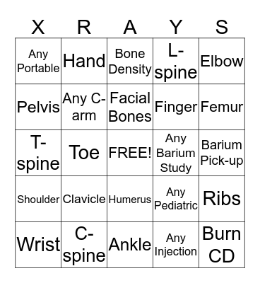 RAD TECH WEEK Bingo Card