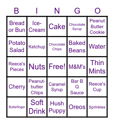 Did You Eat Bingo Card