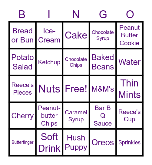 Did You Eat Bingo Card