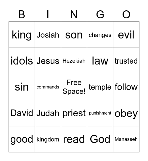 Bible Story Bingo Card
