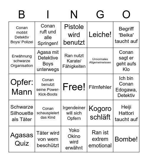 Detektiv Conan Bingo Card