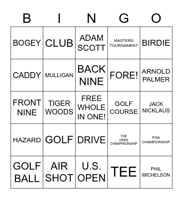 NATIONAL GOLF DAY Bingo Card