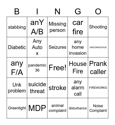 4th of July 911 Bingo Card