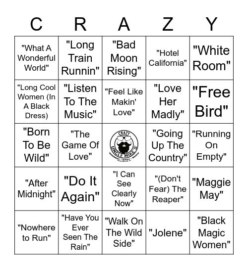 80's Top Hits - Rd 3 Bingo Card