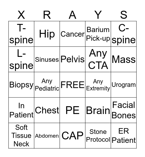 RAD TECH WEEK (CT) Bingo Card