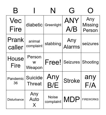 July 4th 911 BINGO Card